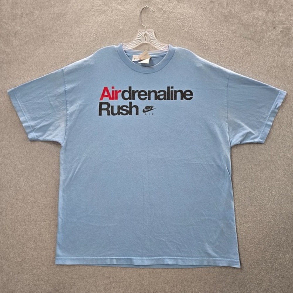 VINTAGE Nike Air Men Shirt 2X Blue Airdrenaline Rush‎ Graphic Short Sleeve